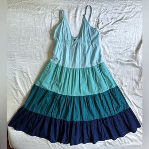 NWT Ana Blue Color Block Maxi Sun Dress Womens Size Large